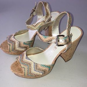 Anne Klein i flex, Cork Heel, multicolor, Platform Sandals, Size 8.5M